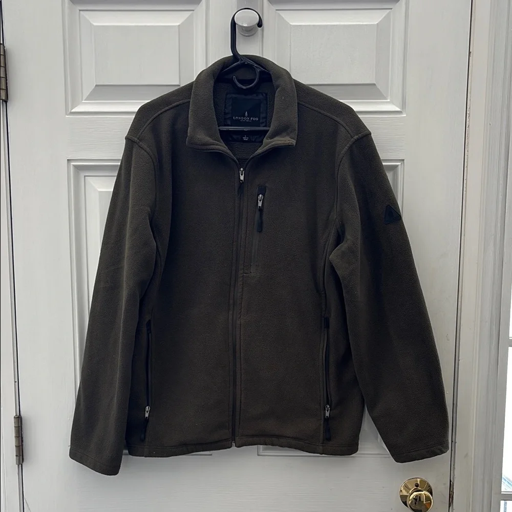 NWOT London Fog Men’s Green Fleece Zip Up Shirt, Fall, Zipper Pockets, Size L - Picture 16 of 17